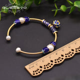 Glseevo Cloisonne Natural Fresh Pearl Charm Flower Bracelet Femme Jewellery