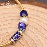 Glseevo Cloisonne Natural Fresh Pearl Charm Flower Bracelet Femme Jewellery