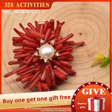 Natural Coral Hairpin Pearl Headdress Flower GH0051
