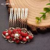 Glseevo Coral Hairpin Girl Birthday Party Wedding Pearl Headdress GH0048