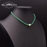 Natural Freshwater Pearl Green Jade Adjustable Necklace