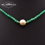 Natural Freshwater Pearl Green Jade Adjustable Necklace