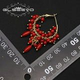 Glseevo Bamboo Coral Earrings Woman Retro Gift Jewelry
