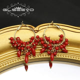 Glseevo Bamboo Coral Earrings Woman Retro Gift Jewelry
