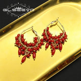 Glseevo Bamboo Coral Earrings Woman Retro Gift Jewelry