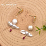 Baroque Freshwater Pearl Red Pendant Earrings GE1050A