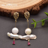 Baroque Freshwater Pearl Red Pendant Earrings GE1050A