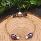 Natural Baroque Pearl Bracelet with Amethyst Cloisonne