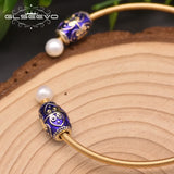 Natural Baroque Pearl Bracelet with Amethyst Cloisonne