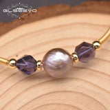 Natural Baroque Pearl Bracelet with Amethyst Cloisonne
