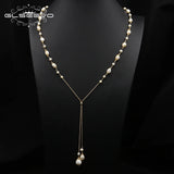 Glseevo Freshwater Pearl Long Necklace Pendant for Party GN040