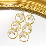 Glseevo Pearl Metal Ring Set Gold-Plated Earrings GE1056