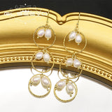 Glseevo Pearl Metal Ring Set Gold-Plated Earrings GE1056