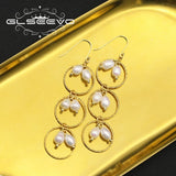 Glseevo Pearl Metal Ring Set Gold-Plated Earrings GE1056