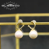 Glseevo Pearl Opening Silver Earrings Valentine's Gift GE1066