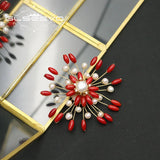 Natural Freshwater Pearls brooch pins coral red GO0399