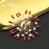 Natural Freshwater Pearls brooch pins coral red GO0399