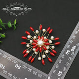 Natural Freshwater Pearls brooch pins coral red GO0399