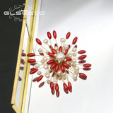 Natural Freshwater Pearls brooch pins coral red GO0399