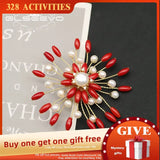 Natural Freshwater Pearls brooch pins coral red GO0399