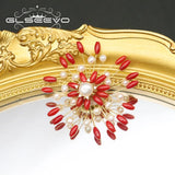 Natural Freshwater Pearls brooch pins coral red GO0399