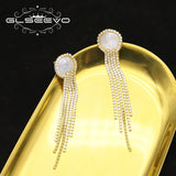 Glseevo Freshwater Pearls Earrings 925 Silver Wedding Pendants Jewelry