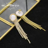 Glseevo Freshwater Pearls Earrings 925 Silver Wedding Pendants Jewelry
