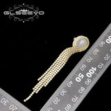 Glseevo Freshwater Pearls Earrings 925 Silver Wedding Pendants Jewelry