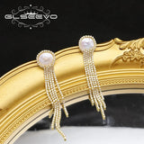 Glseevo Freshwater Pearls Earrings 925 Silver Wedding Pendants Jewelry