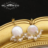 Freshwater Pearls Silver Flower Cluster Earrings GE1132