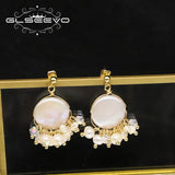 Freshwater Pearls Silver Flower Cluster Earrings GE1132