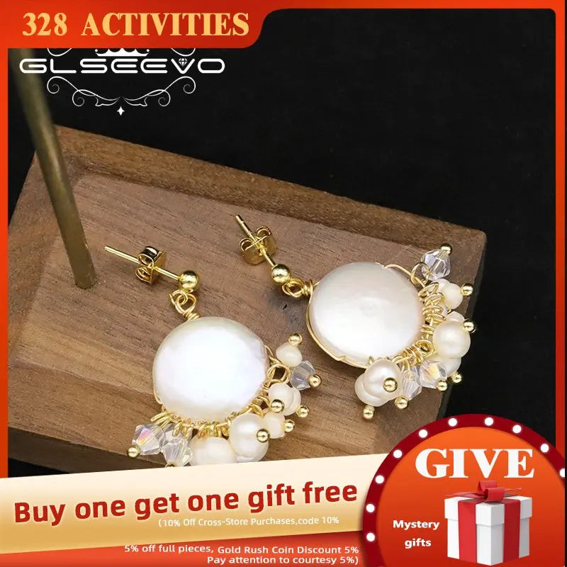 Freshwater Pearls Silver Flower Cluster Earrings GE1132