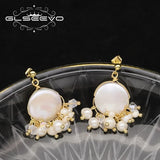 Freshwater Pearls Silver Flower Cluster Earrings GE1132