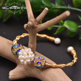 Glseevo Pearl Cloisonne Bracelet Charm Wedding Jewelry