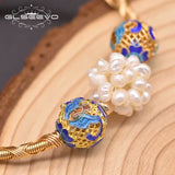 Glseevo Pearl Cloisonne Bracelet Charm Wedding Jewelry