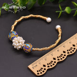 Glseevo Pearl Cloisonne Bracelet Charm Wedding Jewelry
