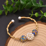 Glseevo Pearl Cloisonne Bracelet Charm Wedding Jewelry