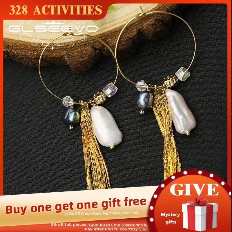 Glseevo Pearl Brass Tassel Earrings GE1061