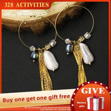Glseevo Pearl Brass Tassel Earrings GE1061