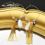 Glseevo Pearl Brass Tassel Earrings GE1061