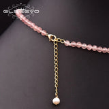 Glseevo Pearl Pink Strawberry Crystal Necklace Set