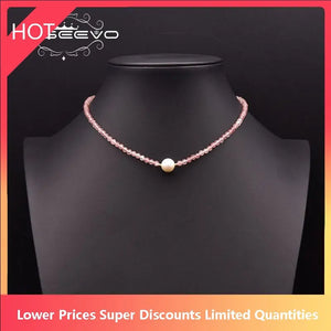 Glseevo Pearl Pink Strawberry Crystal Necklace Set