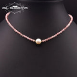 Glseevo Pearl Pink Strawberry Crystal Necklace Set