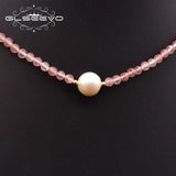 Glseevo Pearl Pink Strawberry Crystal Necklace Set