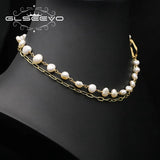 Glseevo Pearl Necklace Long Pendant and Chain Christmas Gift GN0390