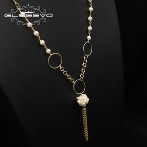 Glseevo Pearl Necklace Long Pendant & Chain Christmas Gift GN0390