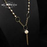 Glseevo Pearl Necklace Long Pendant & Chain Christmas Gift GN0390