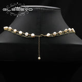 Glseevo Pearl Necklace Long Pendant and Chain Christmas Gift GN0390