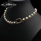 Glseevo Pearl Necklace Long Pendant and Chain Christmas Gift GN0390