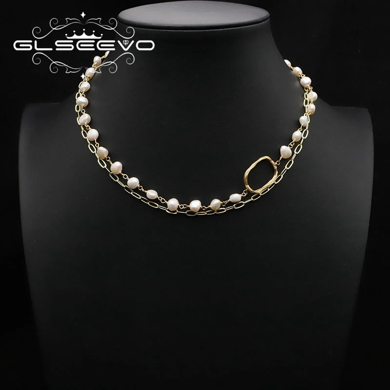 Glseevo Pearl Necklace Long Pendant and Chain Christmas Gift GN0390